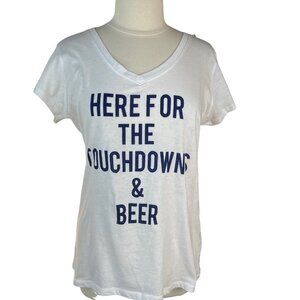 Supernova Graphic Tee Tshirt Womens XXL White Here For Touchdowns and Beer
